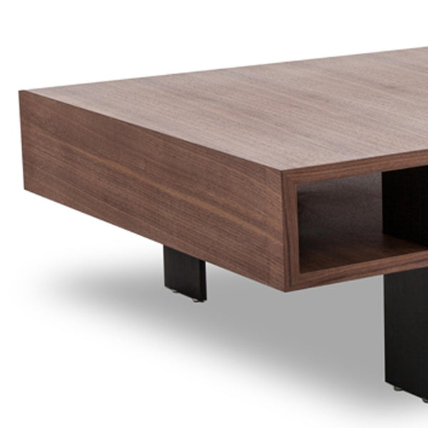 Homeroots 13" Walnut Veneer And Aluminum Coffee Table   283392