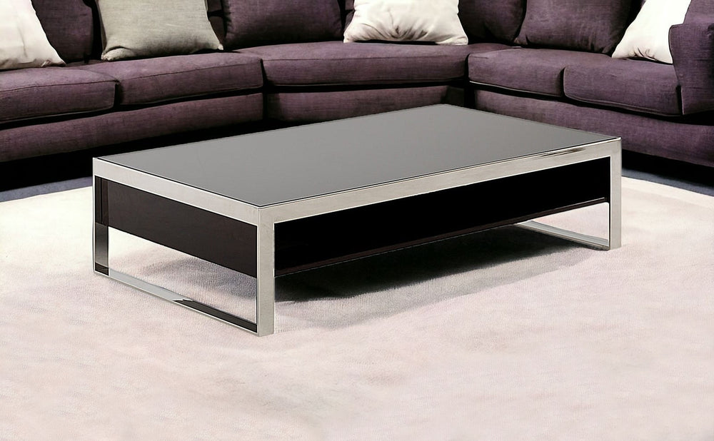 Homeroots 14" Ebony Lacquer Mdf And Steel Coffee Table   283394