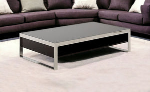 Homeroots 14" Ebony Lacquer Mdf And Steel Coffee Table   283394