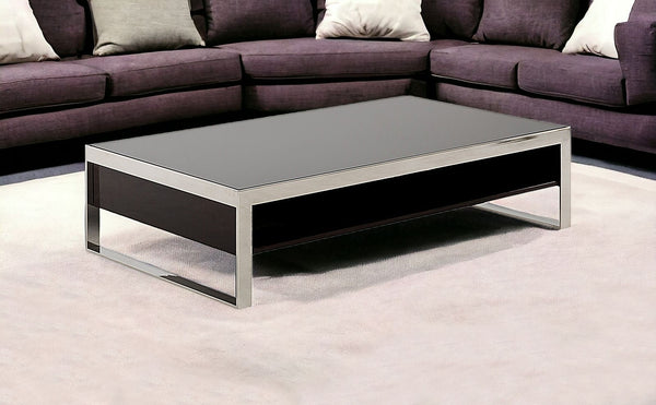 Homeroots 14" Ebony Lacquer Mdf And Steel Coffee Table   283394