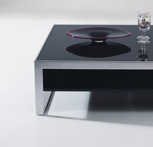 Homeroots 14" Ebony Lacquer Mdf And Steel Coffee Table   283394