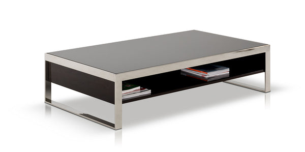 Homeroots 14" Ebony Lacquer Mdf And Steel Coffee Table   283394