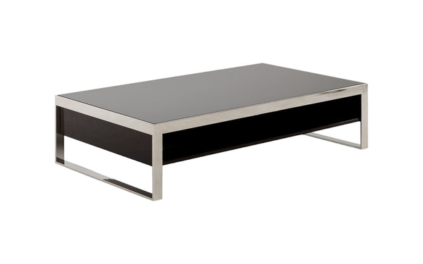 Homeroots 14" Ebony Lacquer Mdf And Steel Coffee Table   283394