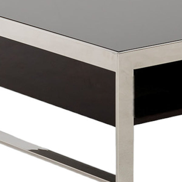 Homeroots 14" Ebony Lacquer Mdf And Steel Coffee Table   283394