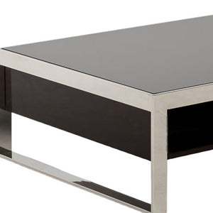 Homeroots 14" Ebony Lacquer Mdf And Steel Coffee Table   283394