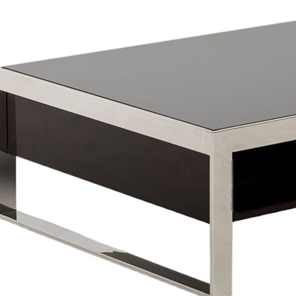 Homeroots 14" Ebony Lacquer Mdf And Steel Coffee Table   283394