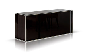 Homeroots 31" Ebony Lacquer Mdf  Glass  And Steel Buffet  Steel 283396