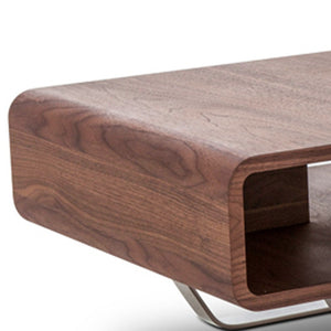 Homeroots 14" Walnut Veneer And Steel Coffee Table   283398