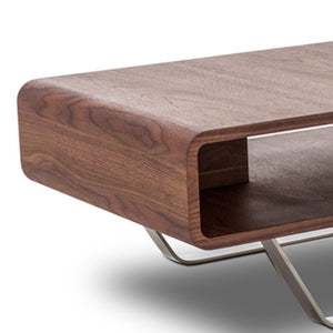 Homeroots 14" Walnut Veneer And Steel Coffee Table   283398