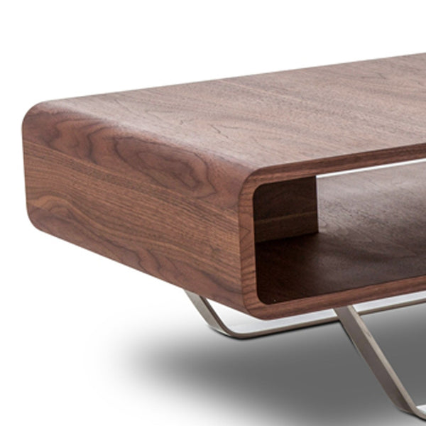 Homeroots 14" Walnut Veneer And Steel Coffee Table   283398