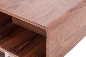 Homeroots 19" Walnut Veneer And Steel End Table   283400