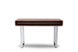 Homeroots 30" Walnut Veneer  Steel  And Mdf Console Table   283402
