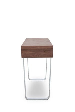 Homeroots 30" Walnut Veneer  Steel  And Mdf Console Table   283402