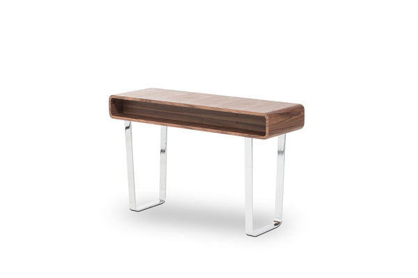 Homeroots 30" Walnut Veneer  Steel  And Mdf Console Table   283402