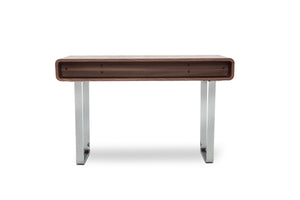 Homeroots 30" Walnut Veneer  Steel  And Mdf Console Table   283402