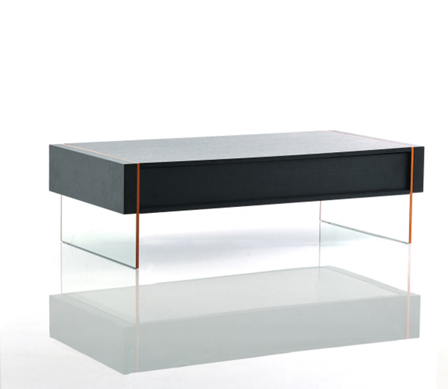 Homeroots 15" Black Mdf And Glass Floating Coffee Table   283408
