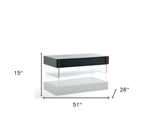 Homeroots 15" Black Mdf And Glass Floating Coffee Table   283408