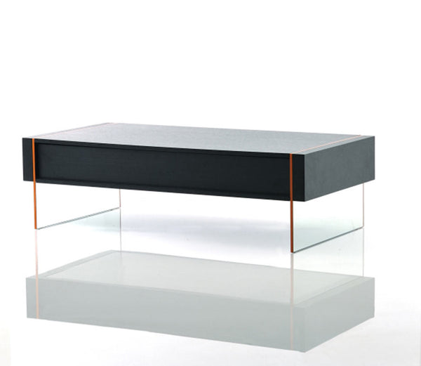 Homeroots 15" Black Mdf And Glass Floating Coffee Table   283408