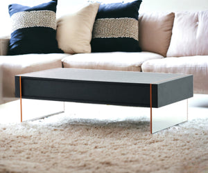 Homeroots 15" Black Mdf And Glass Floating Coffee Table   283408