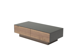 Homeroots 12" Walnut Veneer  Mdf  And Glass Coffee Table   283422