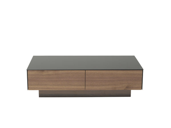 Homeroots 12" Walnut Veneer  Mdf  And Glass Coffee Table   283422