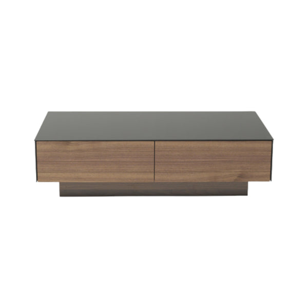 Homeroots 12" Walnut Veneer  Mdf  And Glass Coffee Table   283422