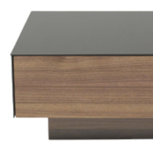 Homeroots 12" Walnut Veneer  Mdf  And Glass Coffee Table   283422