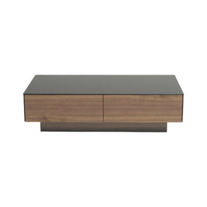Homeroots 12" Walnut Veneer  Mdf  And Glass Coffee Table   283422