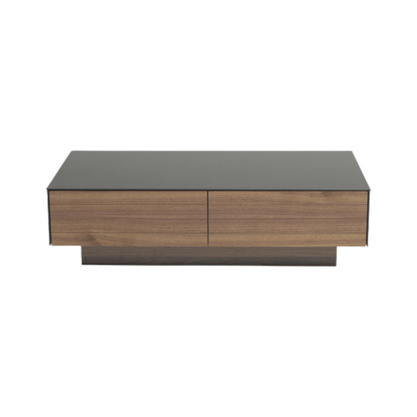 Homeroots 12" Walnut Veneer  Mdf  And Glass Coffee Table   283422