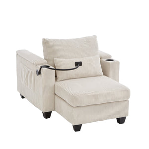 English Elm Convertible Chaise Lounge Sofa Bed With Usb Ports, Cup Holders & Storage For Stylish Comfort N719S002021A