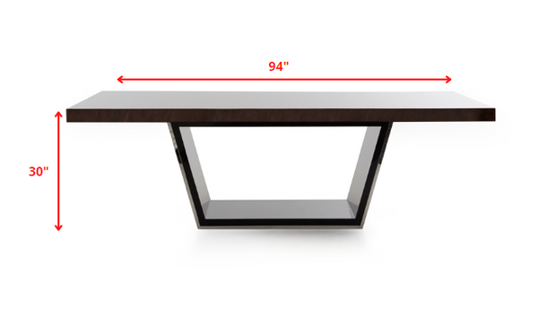 Homeroots 30" Ebony High Gloss Mdf And Steel Dining Table  Mdf 283424