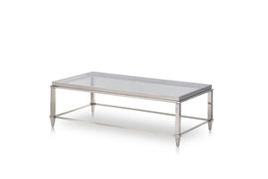 Homeroots 55" Clear And Silver Glass And Steel Coffee Table   283428