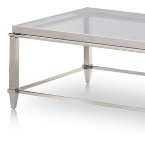 Homeroots 55" Clear And Silver Glass And Steel Coffee Table   283428