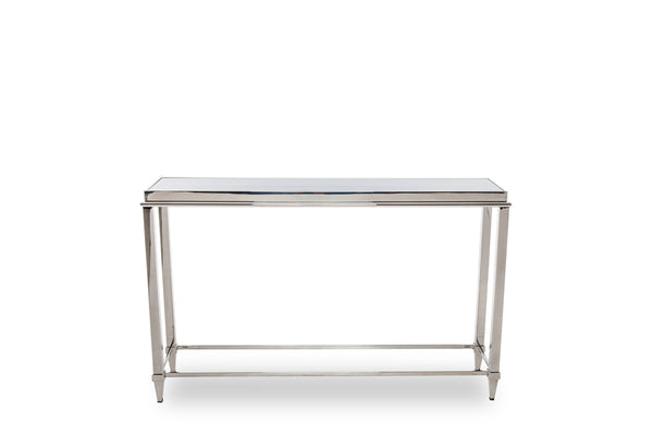 Homeroots 55" Silver Glass Frame Console Table   283430