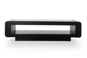 Homeroots 13" Black Oak Veneer And Glass Coffee Table   283434