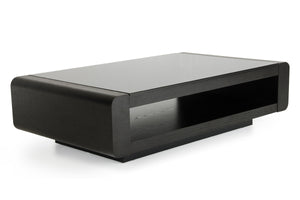 Homeroots 13" Black Oak Veneer And Glass Coffee Table   283434