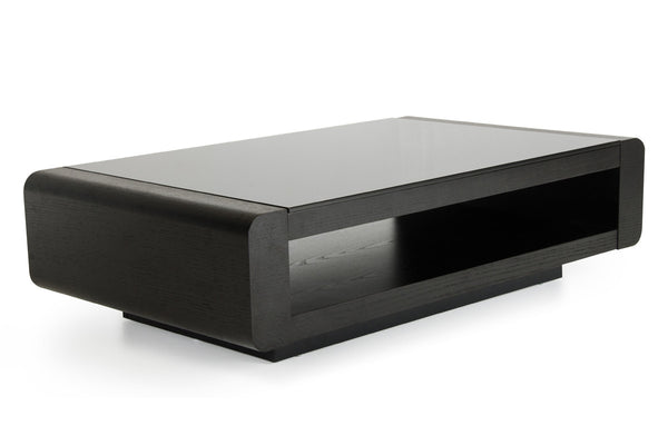 Homeroots 13" Black Oak Veneer And Glass Coffee Table   283434