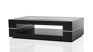Homeroots 14" Black Oak Veneer And Glass Coffee Table   283439