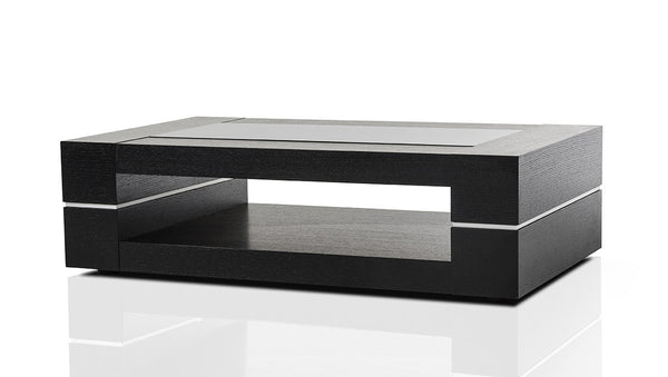 Homeroots 14" Black Oak Veneer And Glass Coffee Table   283439