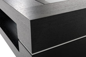 Homeroots 14" Black Oak Veneer And Glass Coffee Table   283439