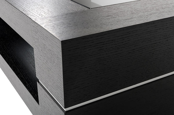 Homeroots 14" Black Oak Veneer And Glass Coffee Table   283439