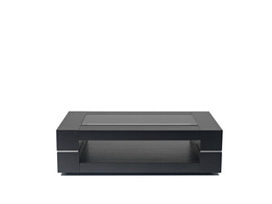 Homeroots 14" Black Oak Veneer And Glass Coffee Table   283439