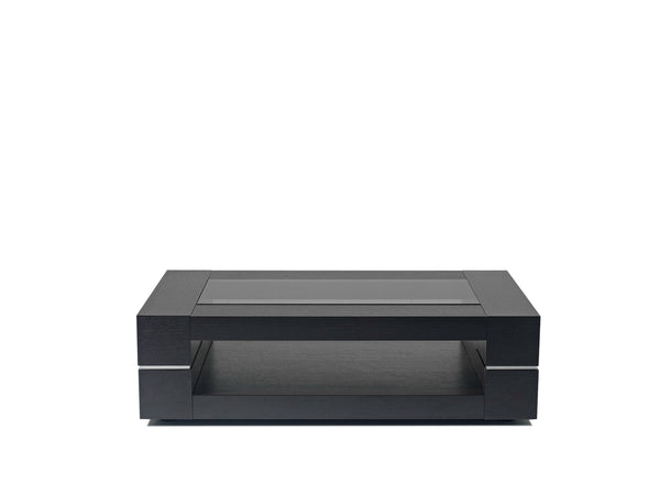 Homeroots 14" Black Oak Veneer And Glass Coffee Table   283439