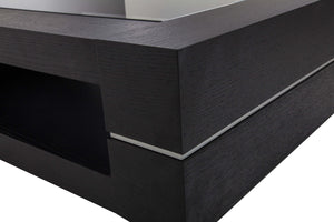 Homeroots 14" Black Oak Veneer And Glass Coffee Table   283439