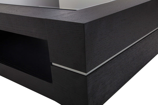 Homeroots 14" Black Oak Veneer And Glass Coffee Table   283439