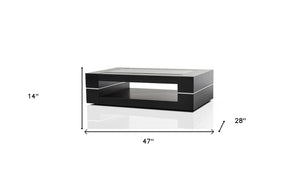 Homeroots 14" Black Oak Veneer And Glass Coffee Table   283439
