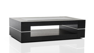 Homeroots 14" Black Oak Veneer And Glass Coffee Table   283439