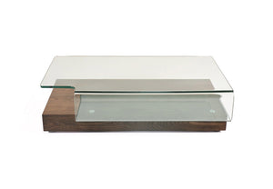 Homeroots 13" Elm Veneer And Glass Coffee Table   283448
