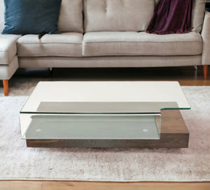 Homeroots 13" Elm Veneer And Glass Coffee Table   283448