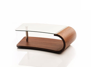 Homeroots 16" Walnut Veneer  Mdf  And Glass Coffee Table   283449